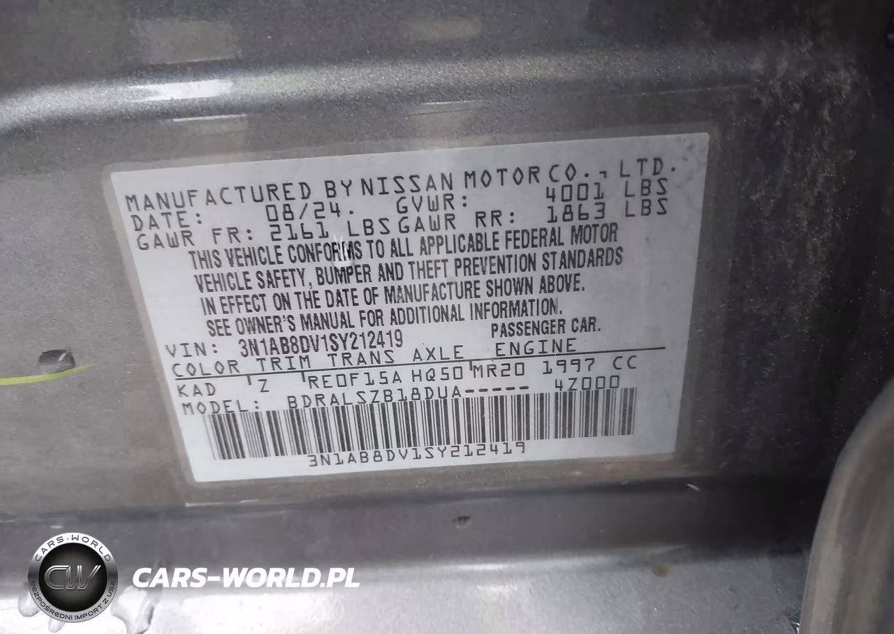 2025 Nissan Sentra Sr VIN:3N1AB8DV1SY212419 - 9