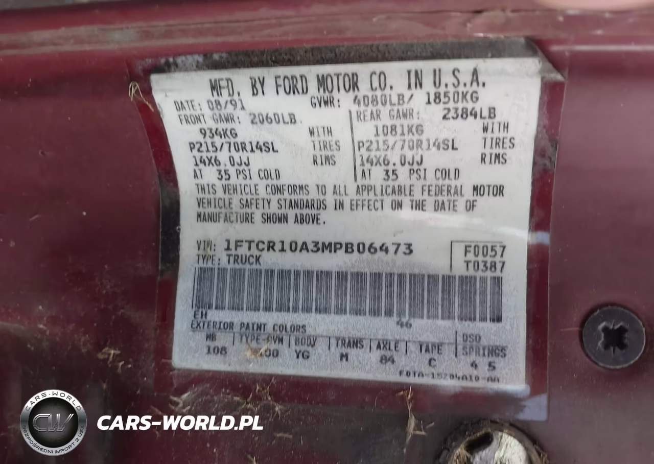 1991 Ford Ranger VIN:1FTCR10A3MPB06473 - 9