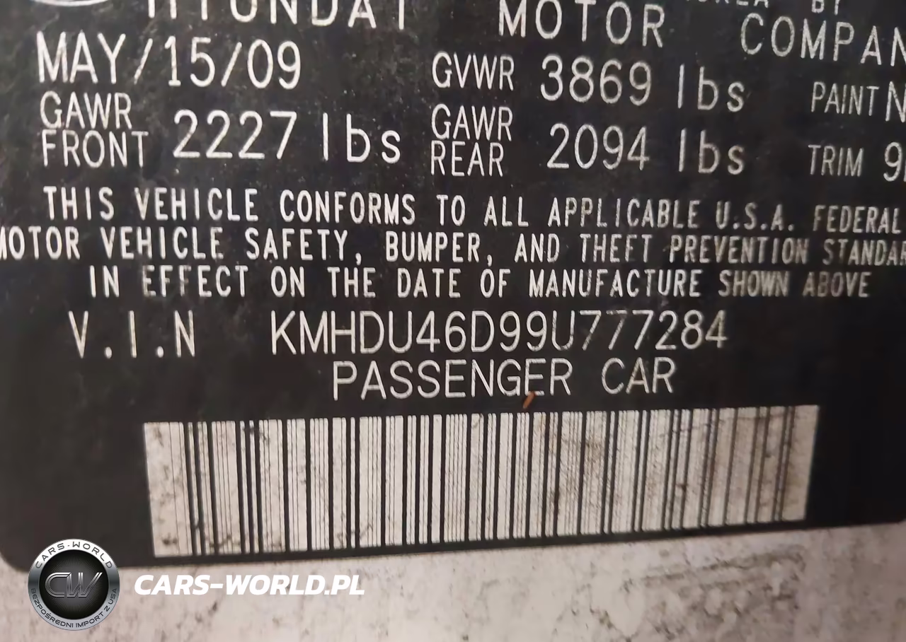 2009 Hyundai Elantra Gls VIN:KMHDU46D99U777284 - 9
