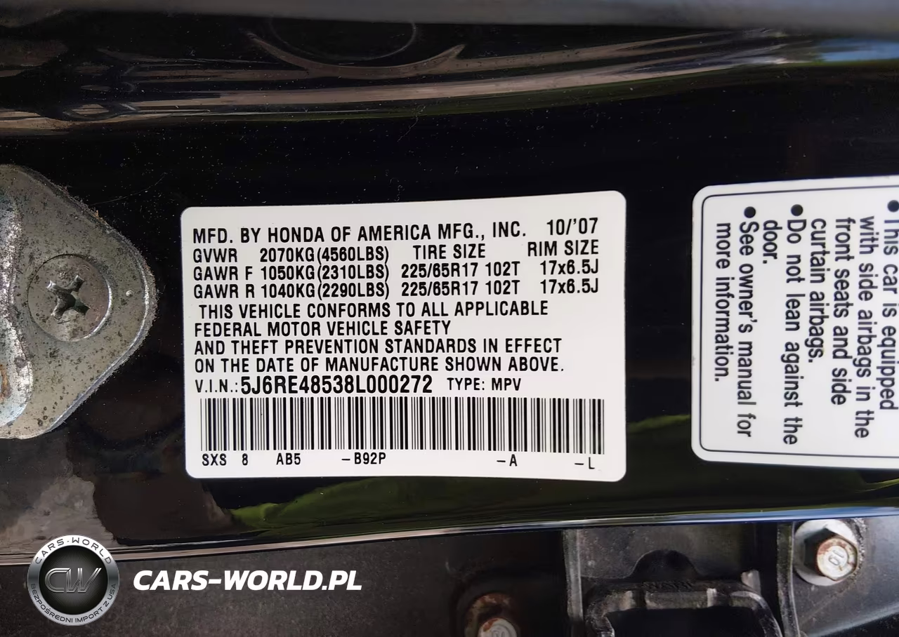2008 Honda Cr-V Ex VIN:5J6RE48538L000272 - 9