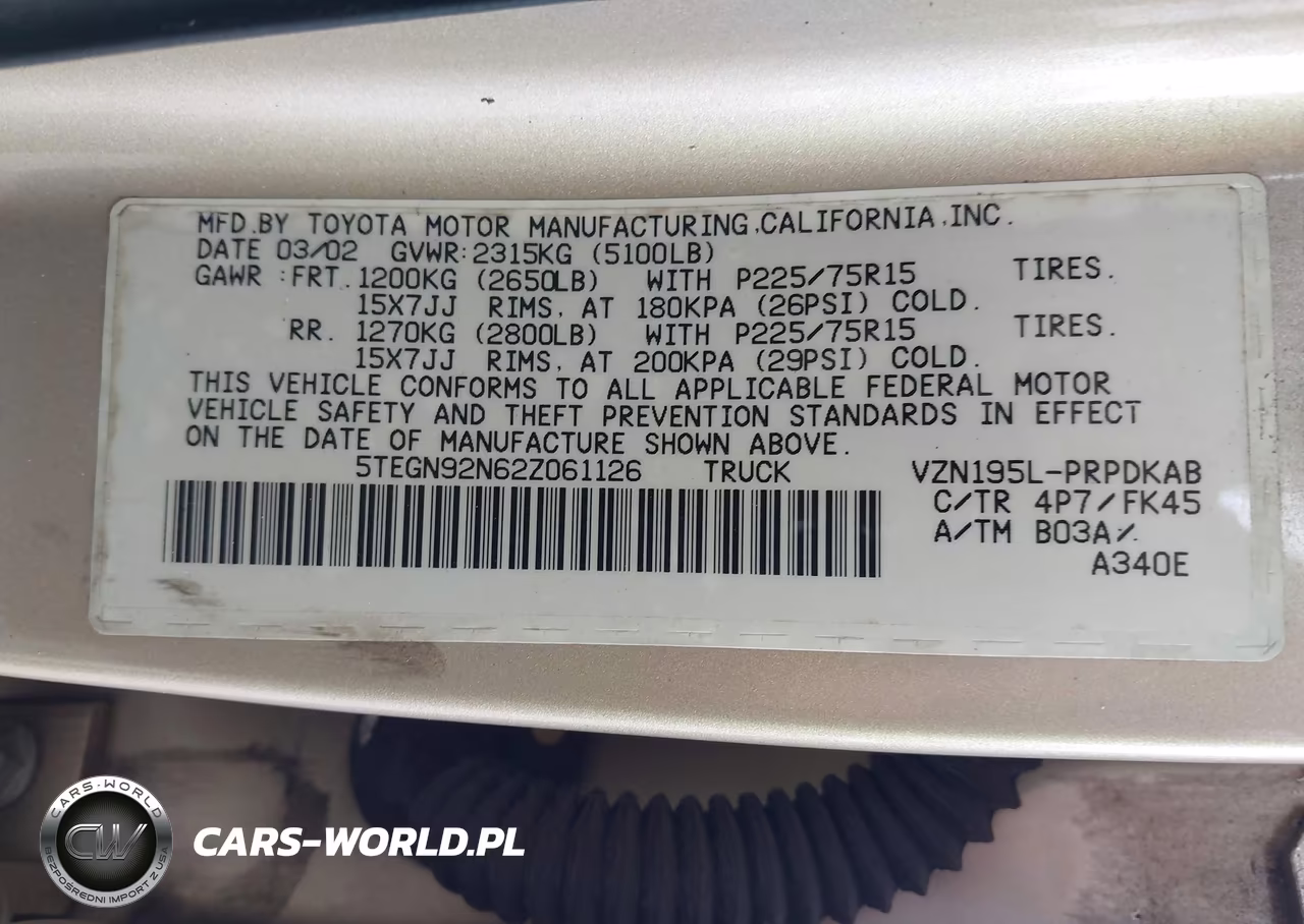 2002 Toyota Tacoma Prerunner V6 VIN:5TEGN92N62Z061126 - 9