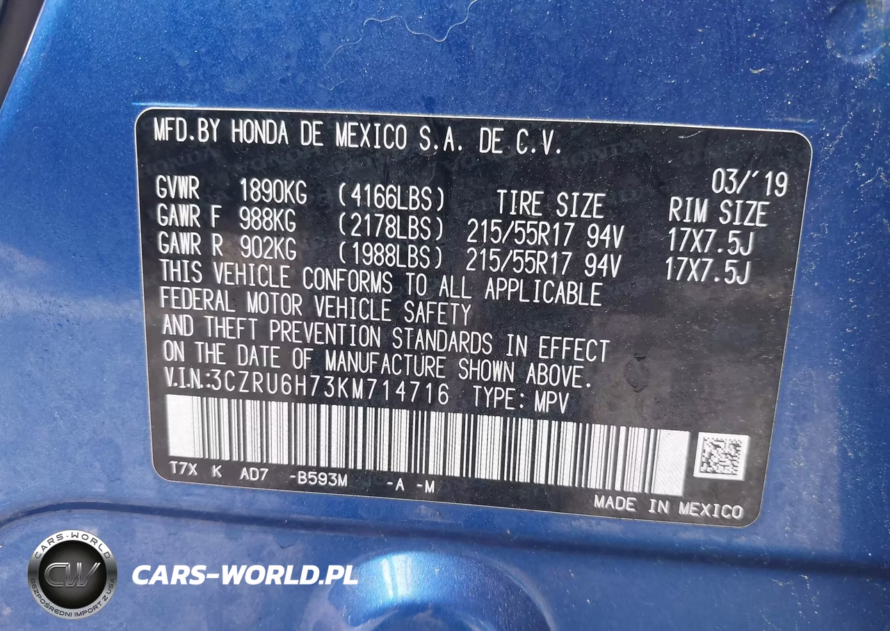 2019 Honda Hr-V Ex-L VIN:3CZRU6H73KM714716 - 9