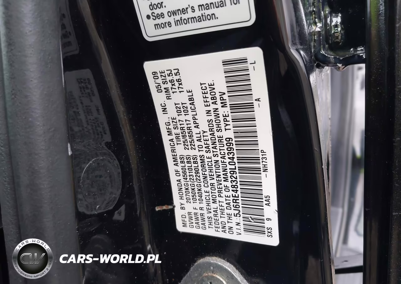 2009 Honda Cr-V Lx VIN:5J6RE48329L043999 - 9