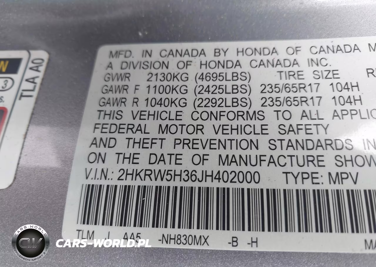 2018 Honda Cr-V Lx VIN:2HKRW5H36JH402000 - 9