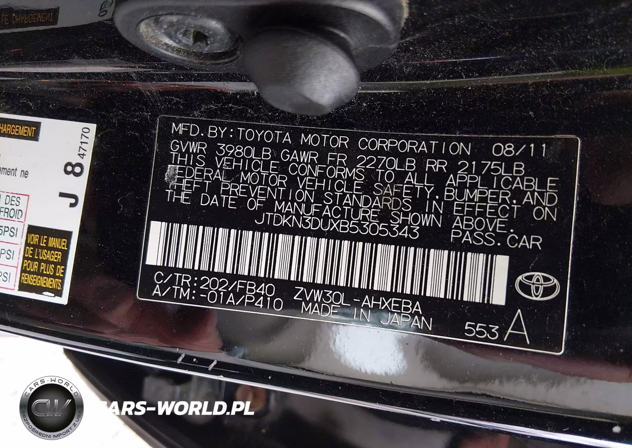 2011 Toyota Prius Two VIN:JTDKN3DUXB5305343 - 9