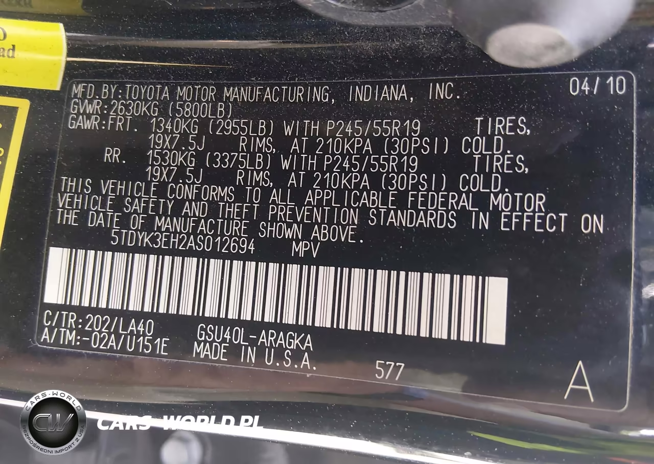 2010 Toyota Highlander Limited V6 VIN:5TDYK3EH2AS012694 - 9