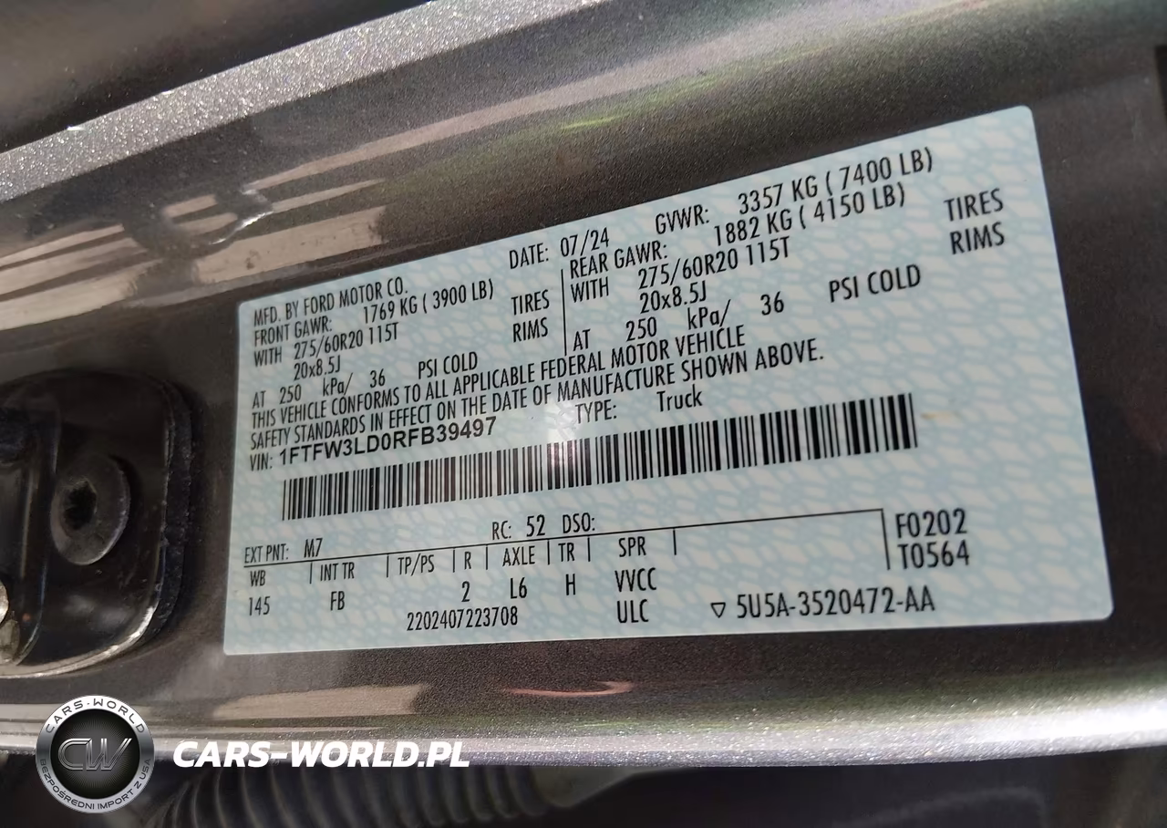 2024 Ford F-150 Xlt VIN:1FTFW3LD0RFB39497 - 9