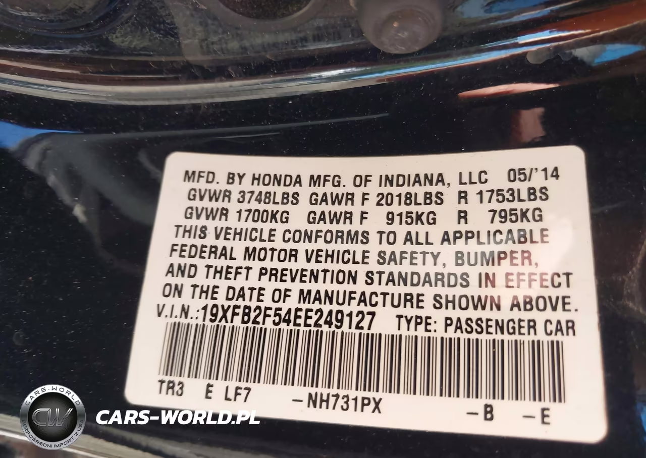 2014 Honda Civic Lx VIN:19XFB2F54EE249127 - 9
