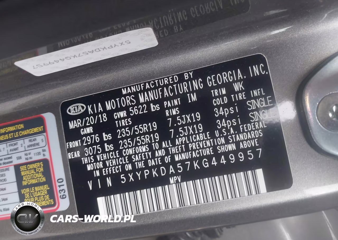 2019 Kia Sorento 3.3L Sxl VIN:5XYPKDA57KG449957 - 9