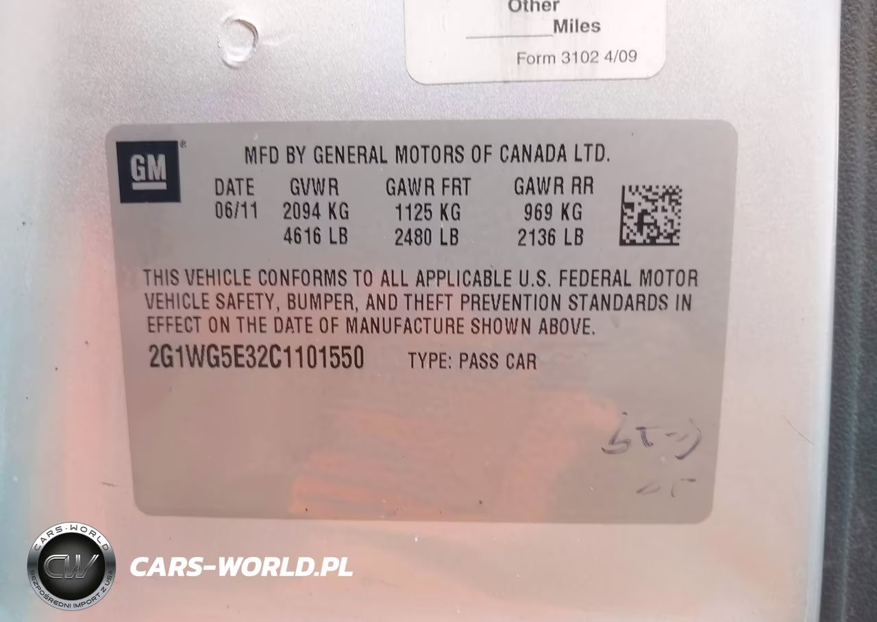2012 Chevrolet Impala Lt VIN:2G1WG5E32C1101550 - 9