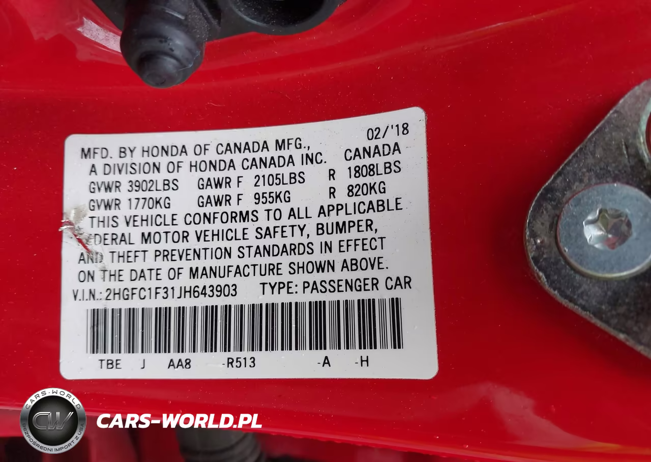 2018 Honda Civic Ex-T VIN:2HGFC1F31JH643903 - 9