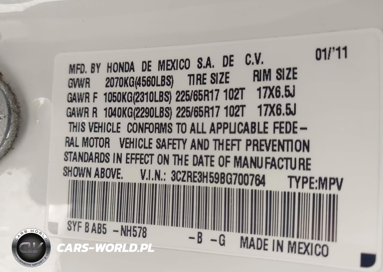 2011 Honda Cr-V Ex VIN:3CZRE3H59BG700764 - 9