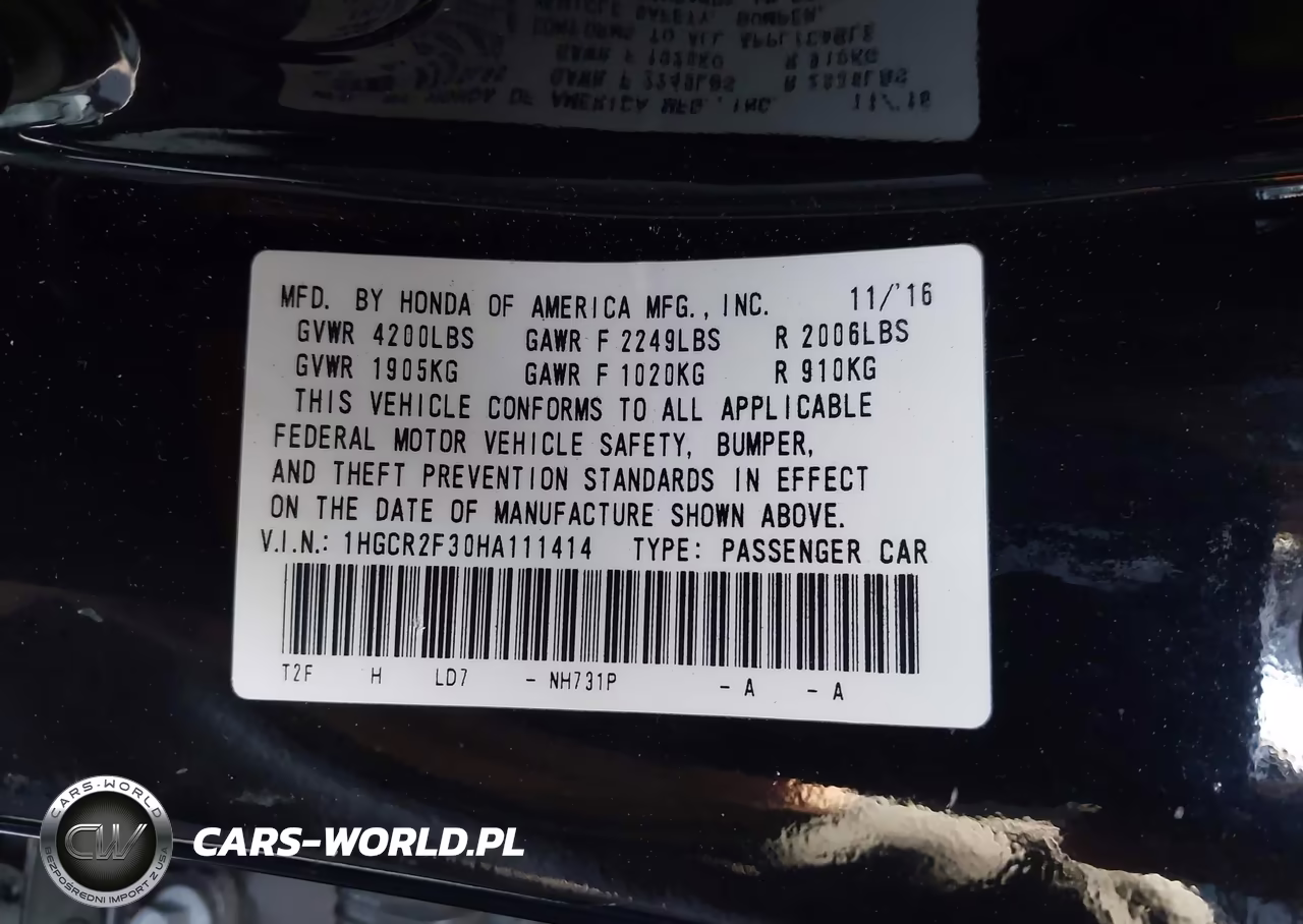2017 Honda Accord Lx VIN:1HGCR2F30HA111414 - 9