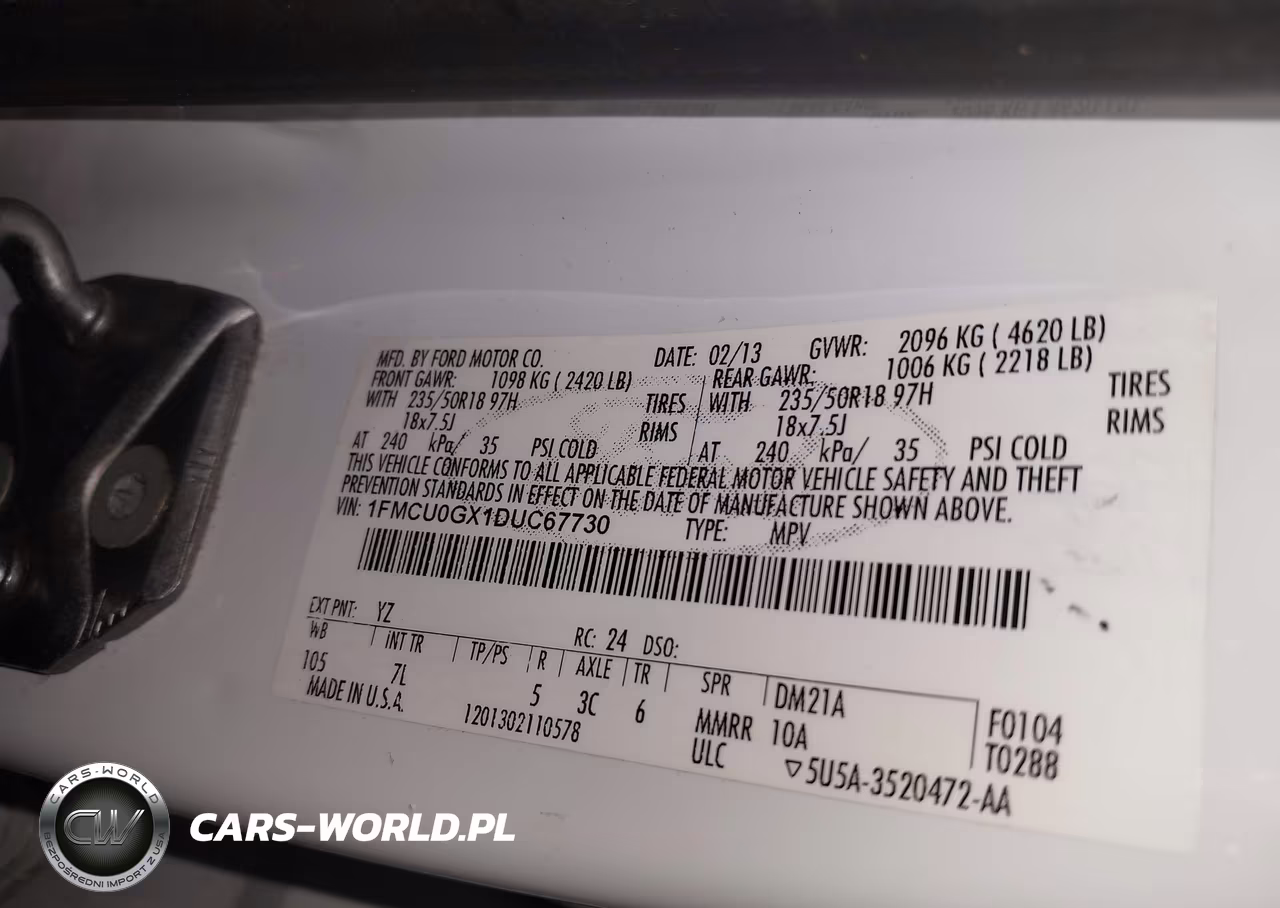 2013 Ford Escape Se VIN:1FMCU0GX1DUC67730 - 9