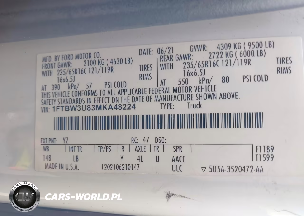 2021 Ford Furgoneta De Carga Transit-350 VIN:1FTBW3U83MKA48224 - 9