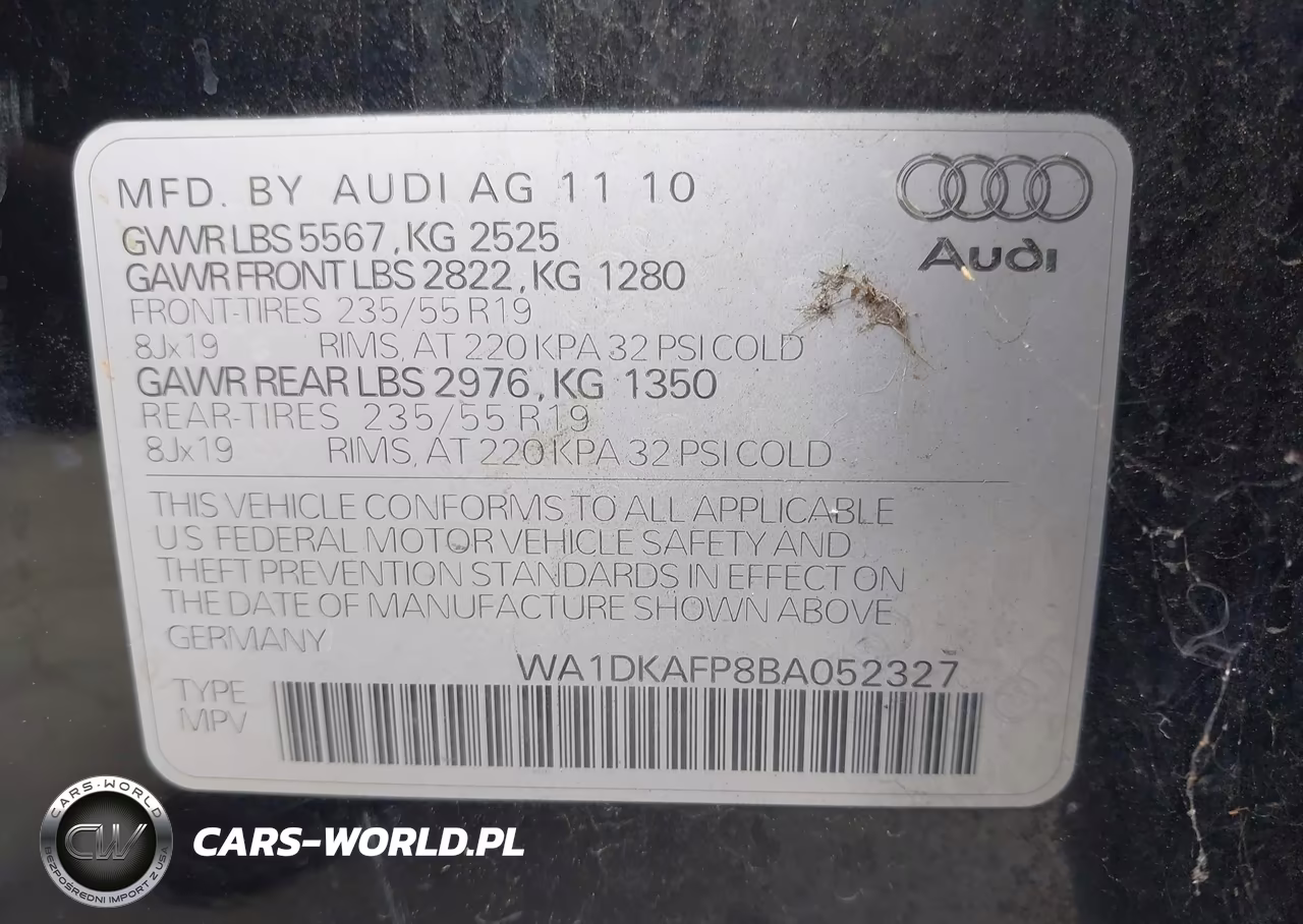 2011 Audi Q5 3.2 Premium Plus VIN:WA1DKAFP8BA052327 - 9