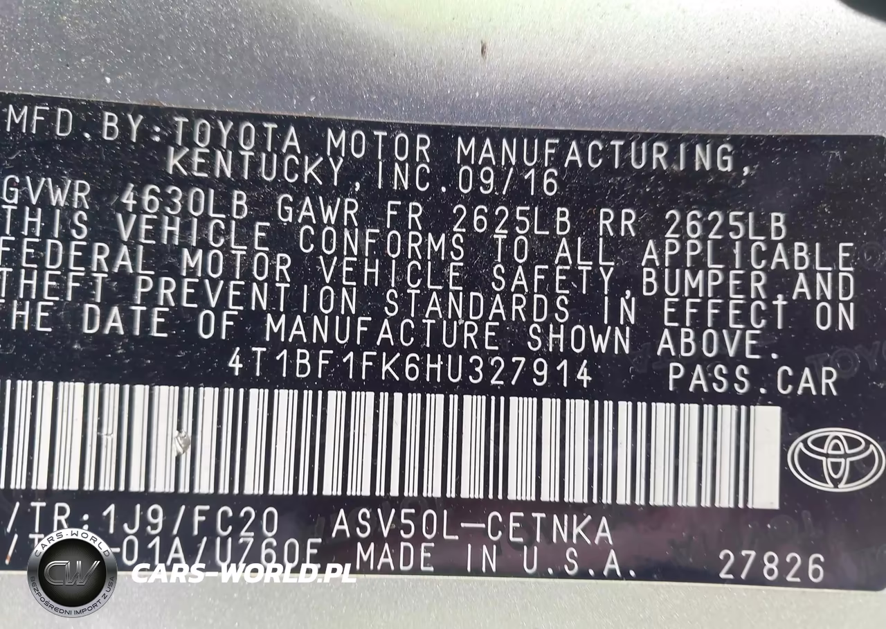 2017 Toyota Camry Le VIN:4T1BF1FK6HU327914 - 9