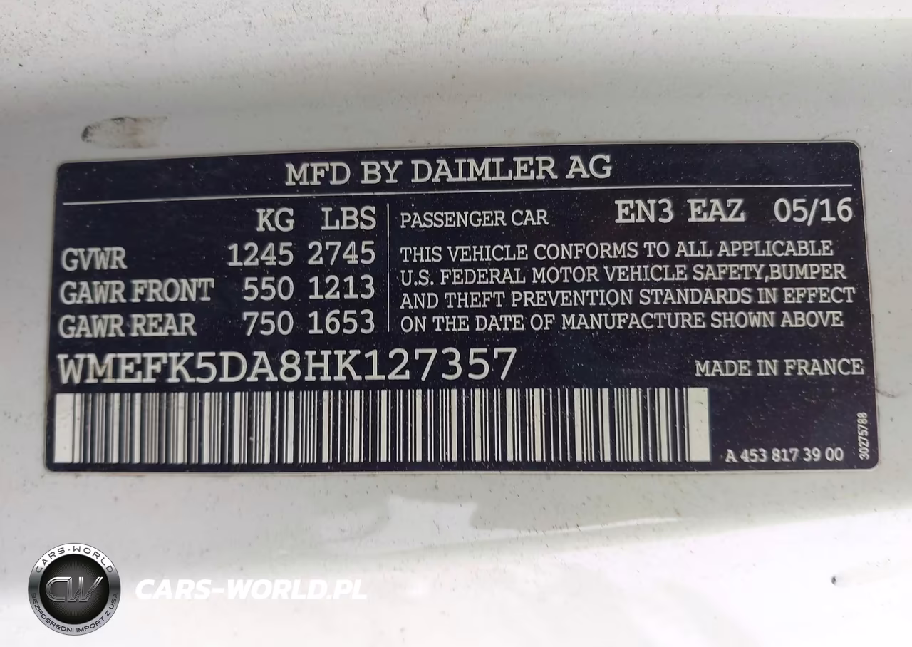 2017 Smart Fortwo Passion VIN:WMEFK5DA8HK127357 - 9
