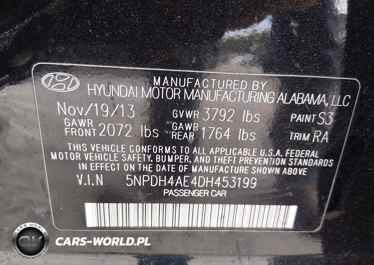 2013 Hyundai Elantra Gls VIN:5NPDH4AE4DH453199 - 9
