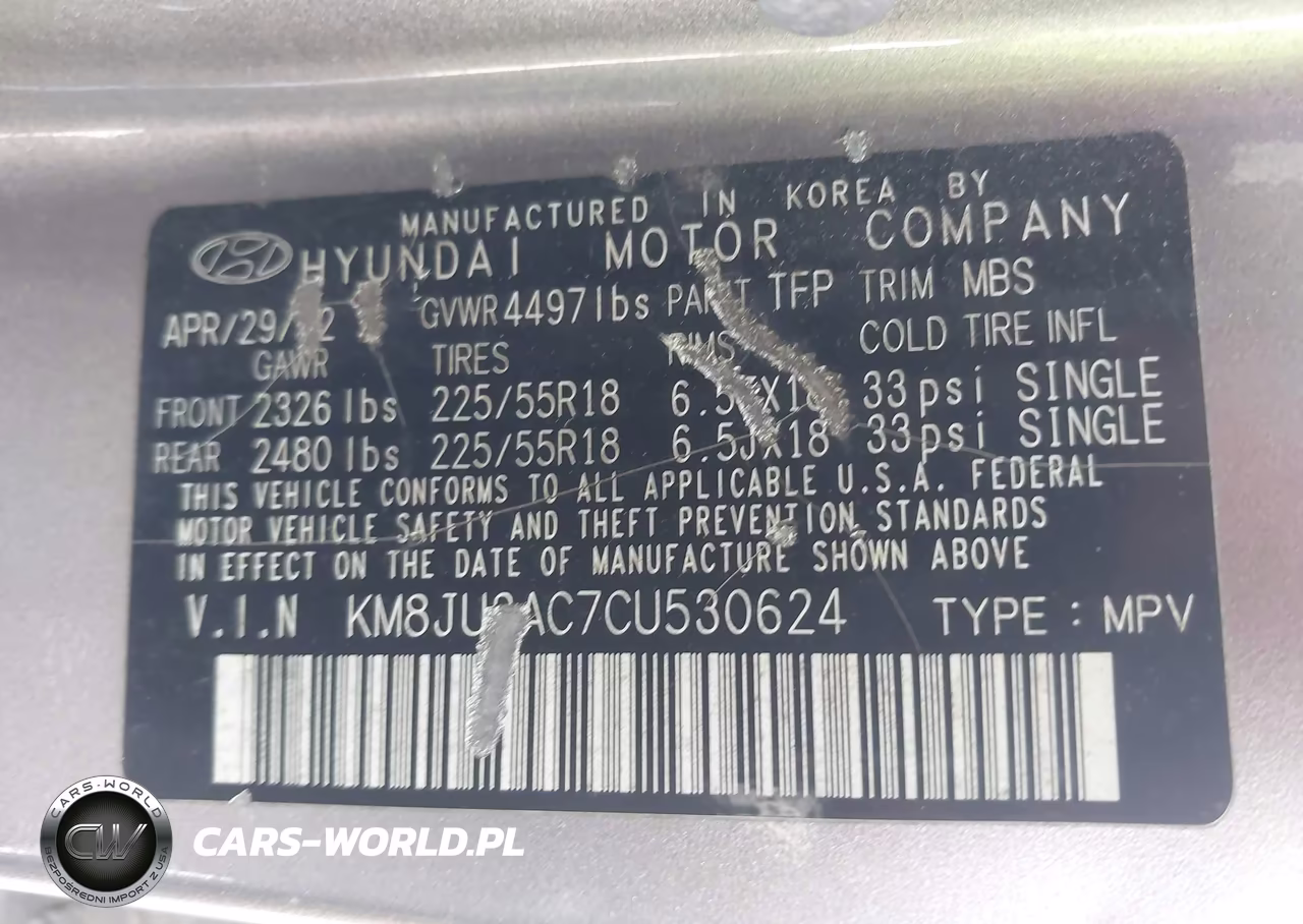 2012 Hyundai Tucson Limited VIN:KM8JU3AC7CU530624 - 9