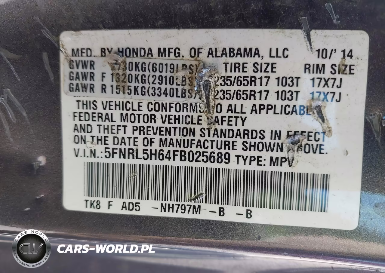 2015 Honda Odyssey Ex-L VIN:5FNRL5H64FB025689 - 9