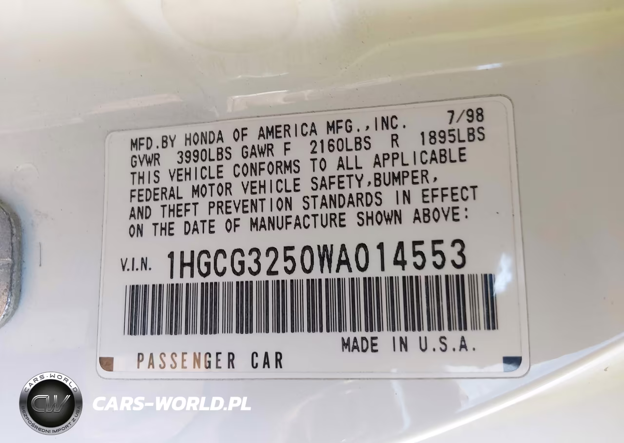 1998 Honda Accord Ex VIN:1HGCG3250WA014553 - 9