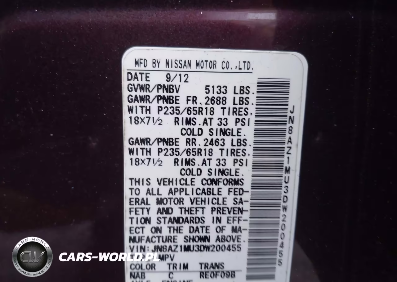 2013 Nissan Murano Sl VIN:JN8AZ1MU3DW200455 - 9