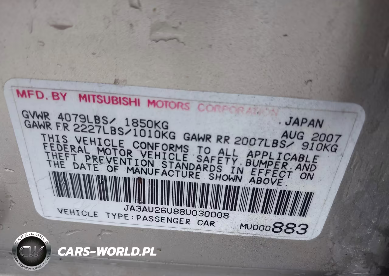 2008 Mitsubishi Lancer De-Es VIN:JA3AU26U88U030008 - 9
