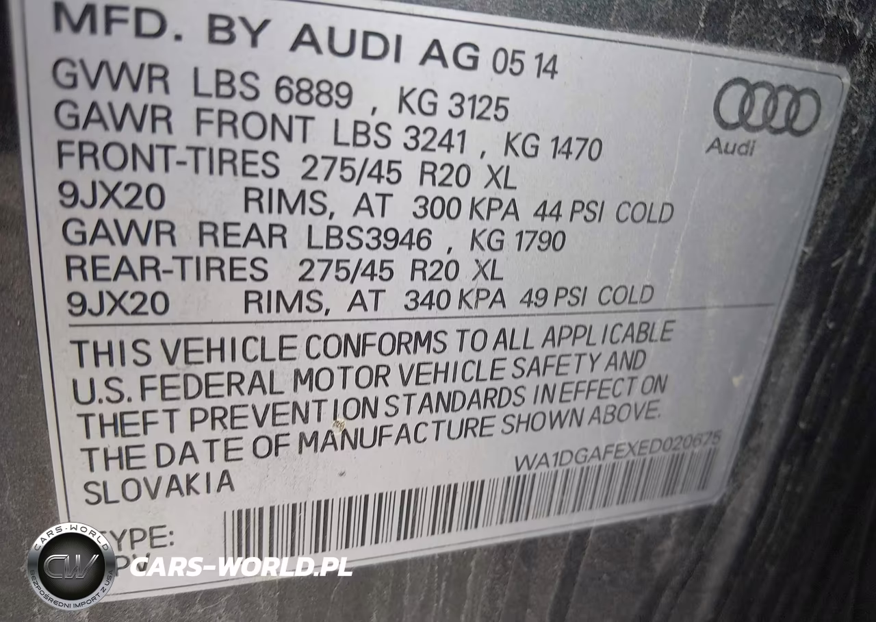 2014 Audi Q7 3.0T S Line Prestige VIN:WA1DGAFEXED020675 - 9