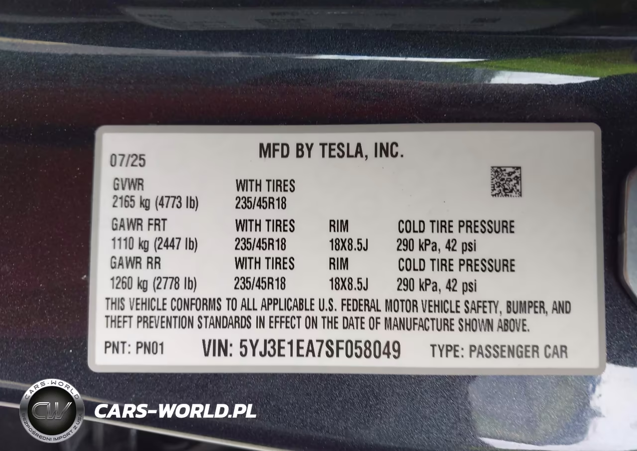 2025 Tesla Model 3 Long Range Rear-Wheel Drive-Standard Rear-Wheel Drive VIN:5YJ3E1EA7SF058049 - 9