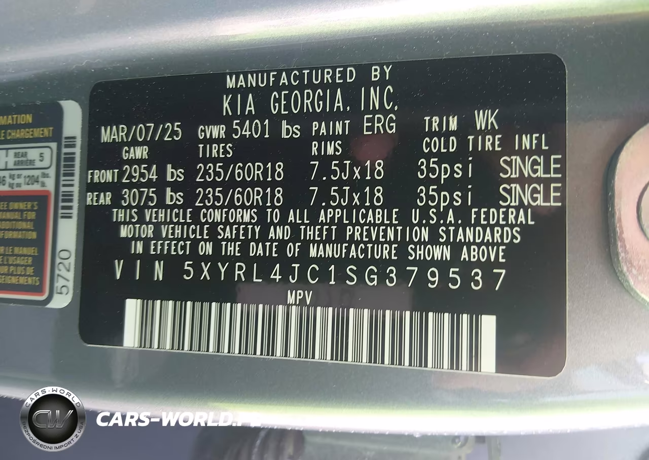 2025 Kia Sorento S VIN:5XYRL4JC1SG379537 - 9