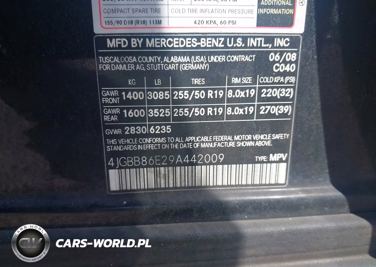 2009 Mercedes-Benz Ml 350 4Matic VIN:4JGBB86E29A442009 - 9
