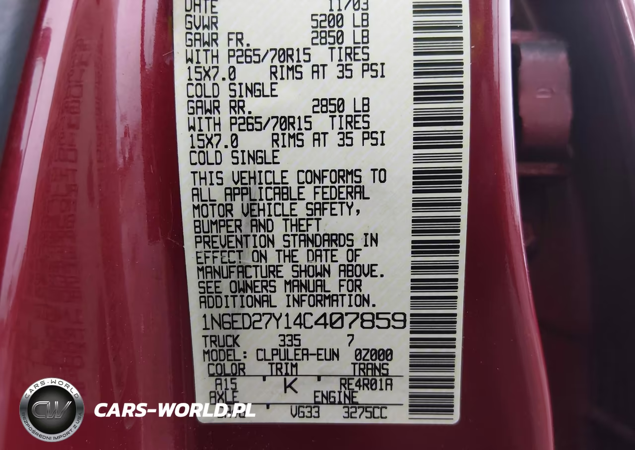 2004 Nissan Frontier Xe-V6 VIN:1N6ED27Y14C407859 - 9