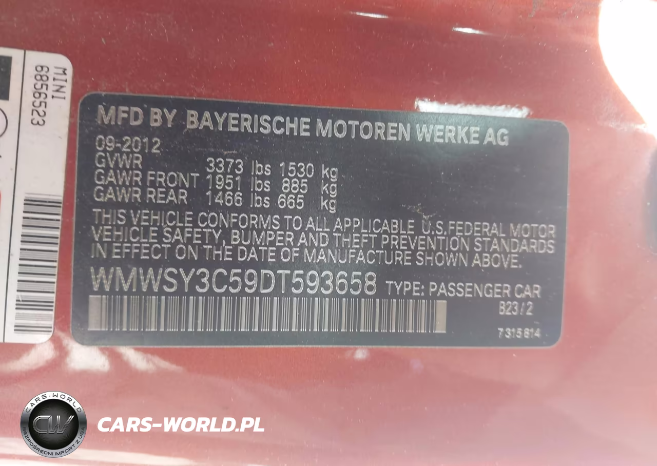 2013 Mini Roadster Cooper S VIN:WMWSY3C59DT593658 - 9