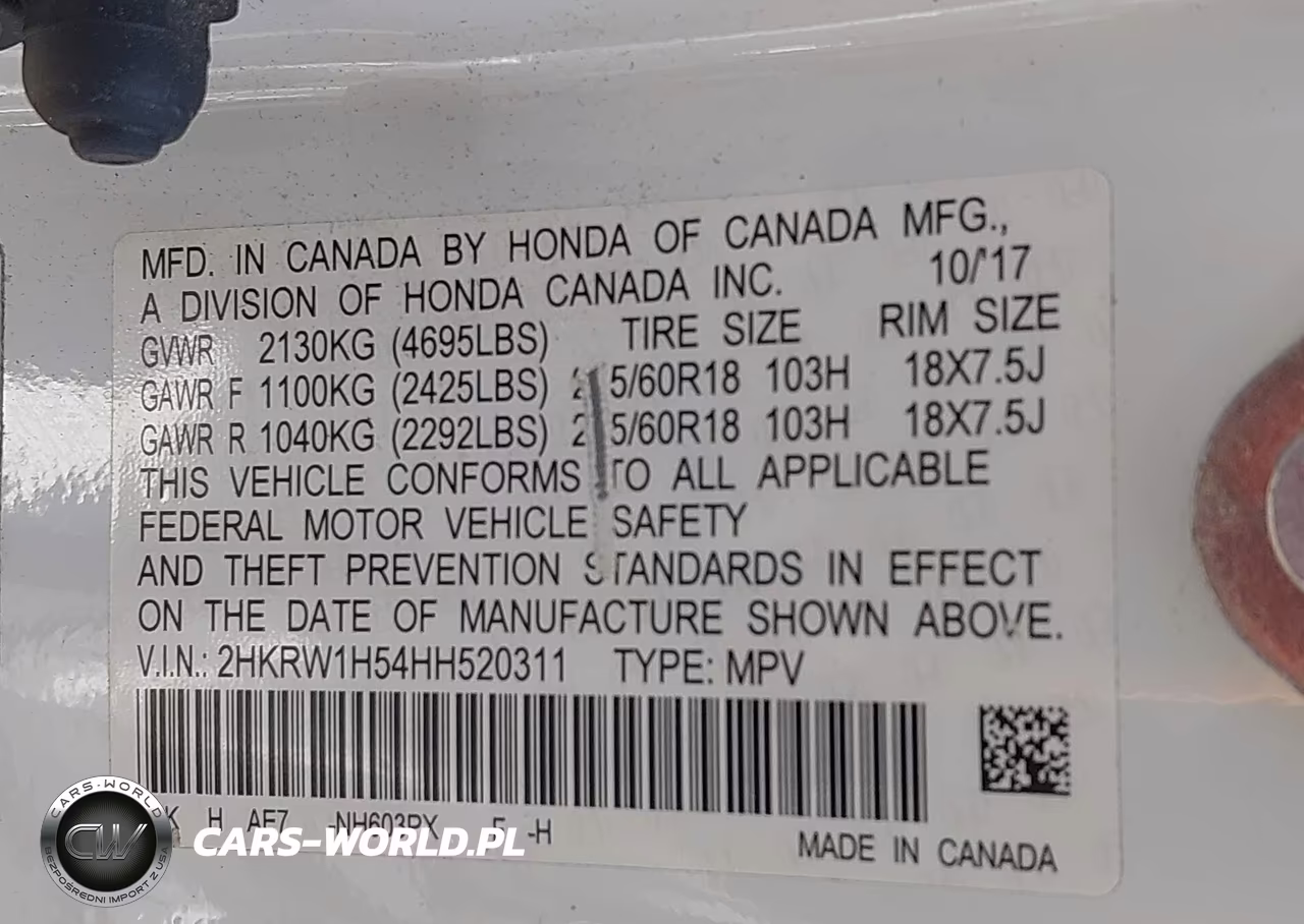 2017 Honda Cr-V Ex VIN:2HKRW1H54HH520311 - 9