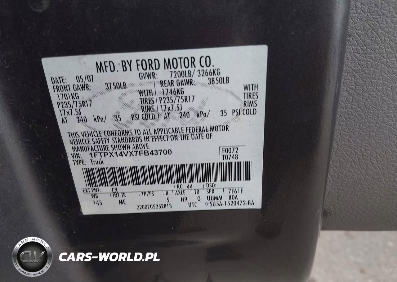 2007 Ford F-150 Fx4-Lariat-Xl-Xlt VIN:1FTPX14VX7FB43700 - 9