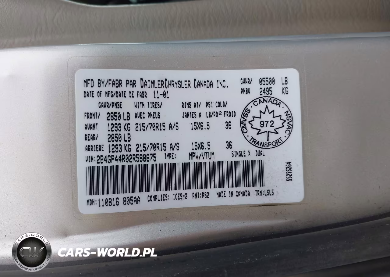 2002 Dodge Grand Caravan Sport VIN:2B4GP44R02R588675 - 9