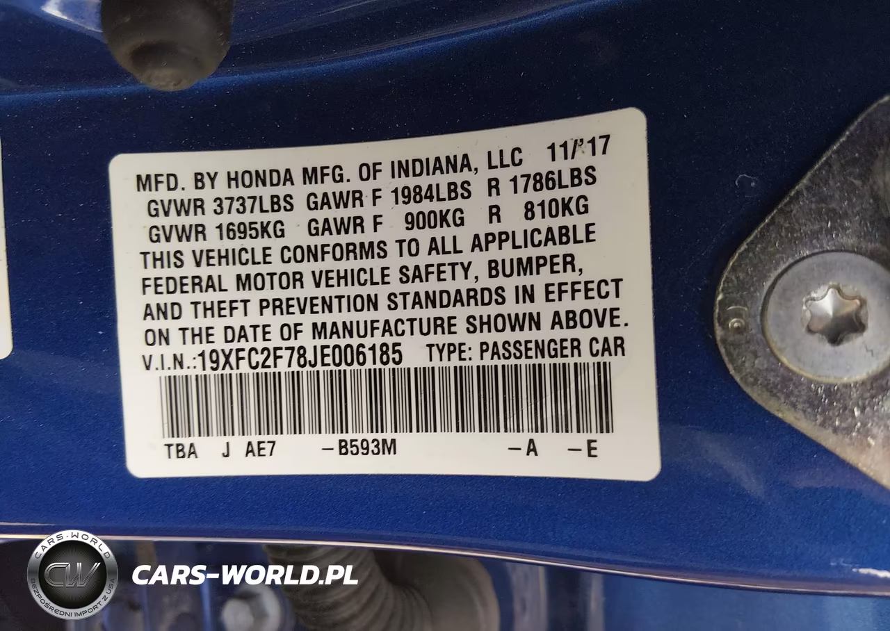 2018 Honda Civic Ex VIN:19XFC2F78JE006185 - 9