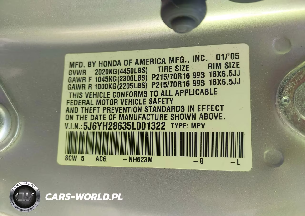 2005 Honda Element Ex VIN:5J6YH28635L001322 - 9