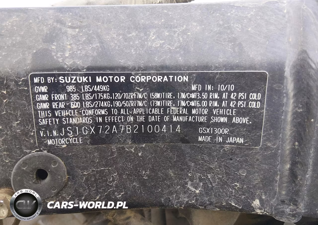 2011 Suzuki Gsx1300 R VIN:JS1GX72A7B2100414 - 10