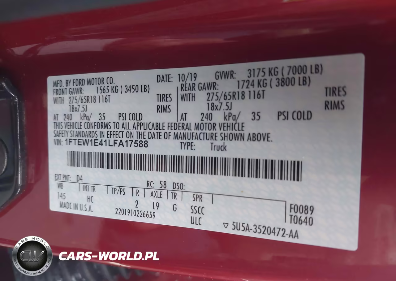 2020 Ford F-150 Lariat VIN:1FTEW1E41LFA17588 - 9