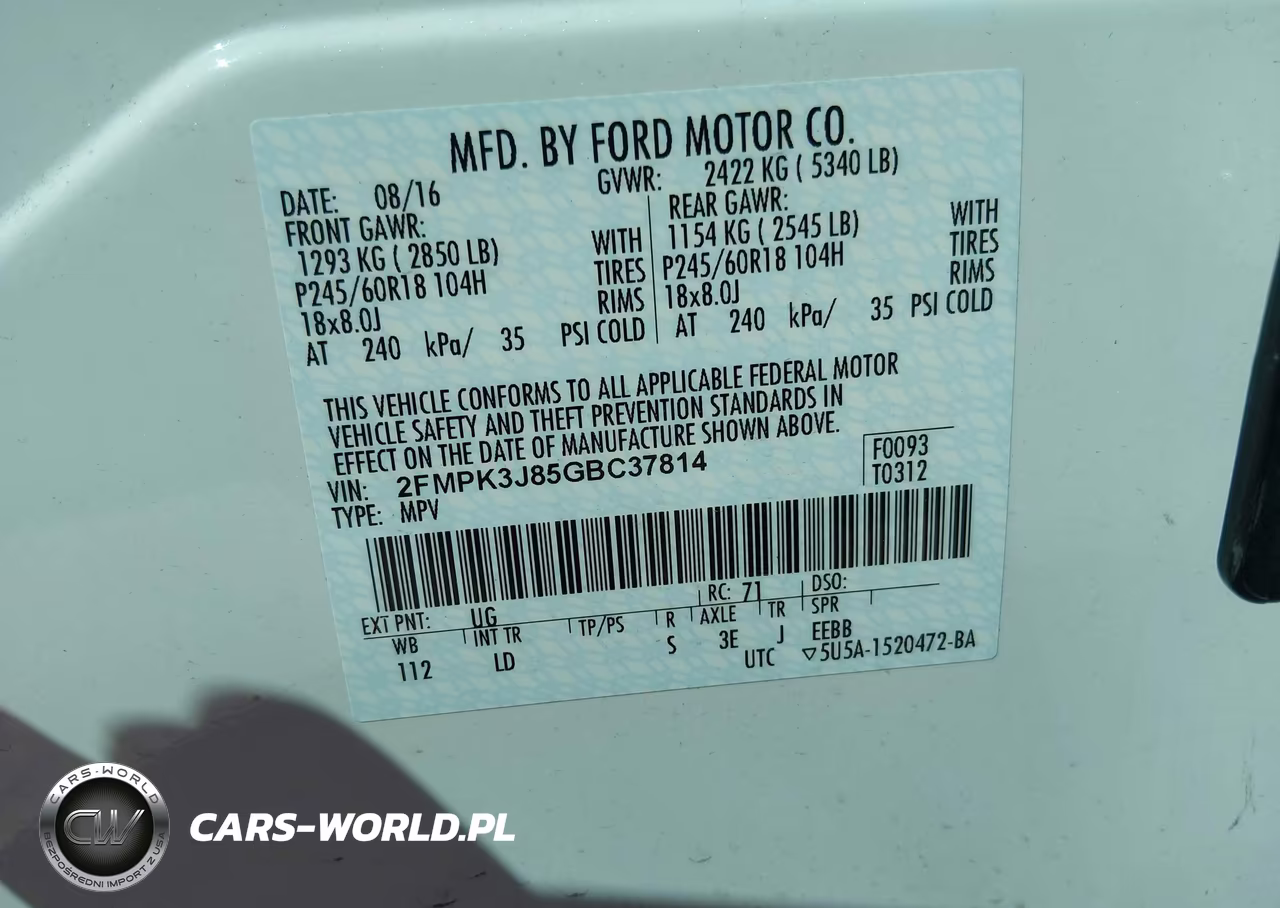 2016 Ford Edge Sel VIN:2FMPK3J85GBC37814 - 9