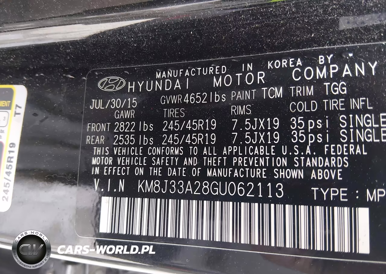 2016 Hyundai Tucson Sport VIN:KM8J33A28GU062113 - 9
