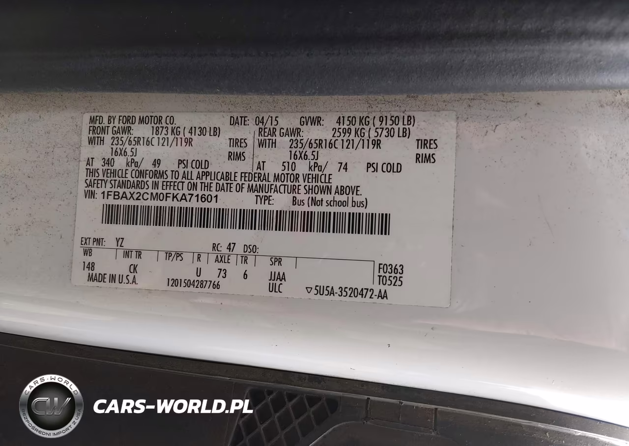 2015 Ford Transit-350 Xl VIN:1FBAX2CM0FKA71601 - 9