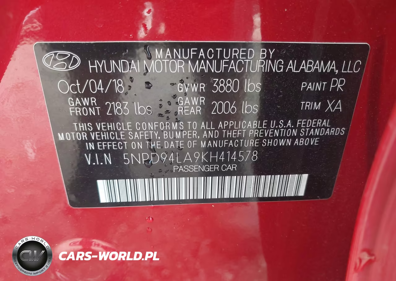 2019 Hyundai Elantra Eco VIN:5NPD94LA9KH414578 - 9