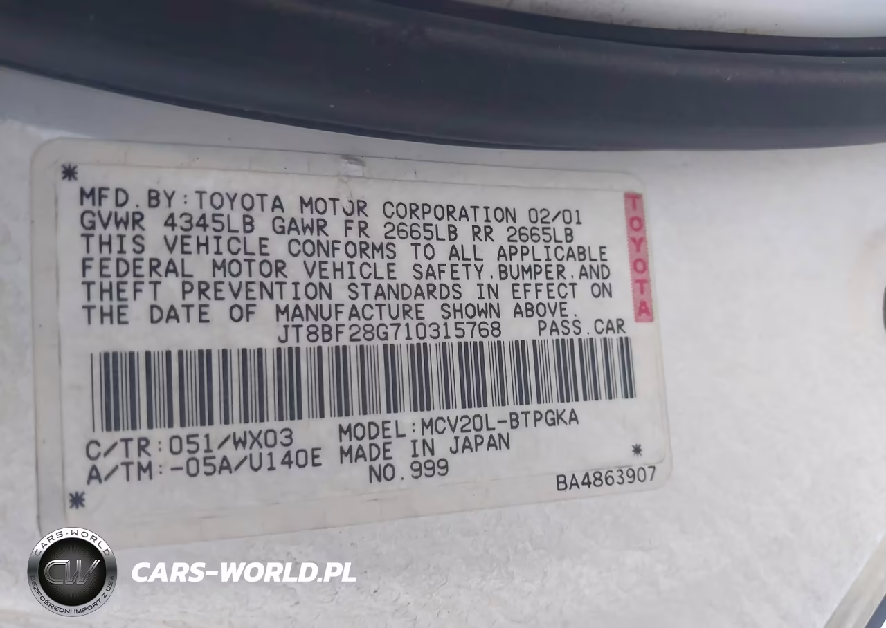 2001 Lexus Es 300 VIN:JT8BF28G710315768 - 9