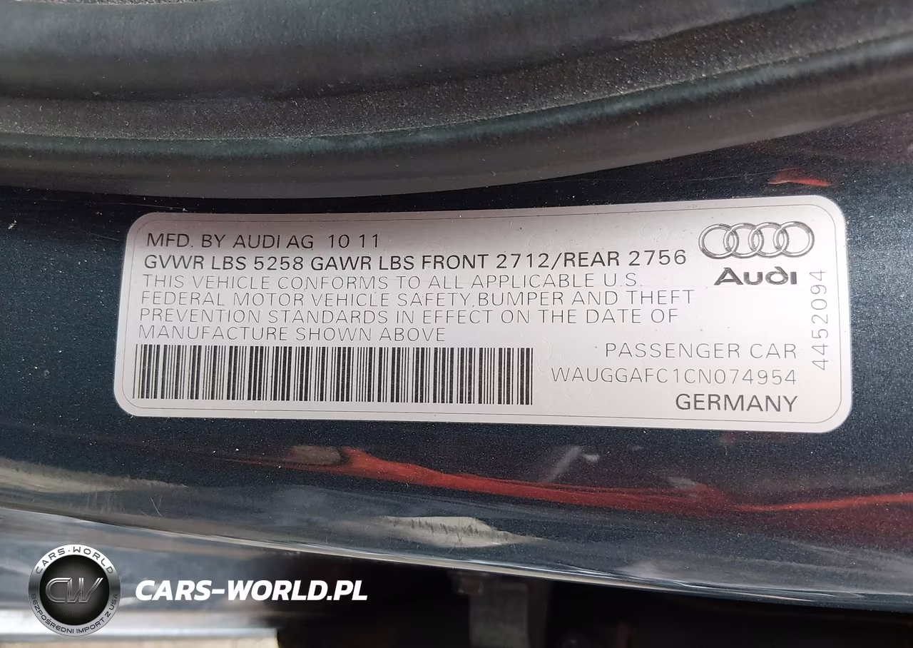 2012 Audi A6 3.0 Premium VIN:WAUGGAFC1CN074954 - 9