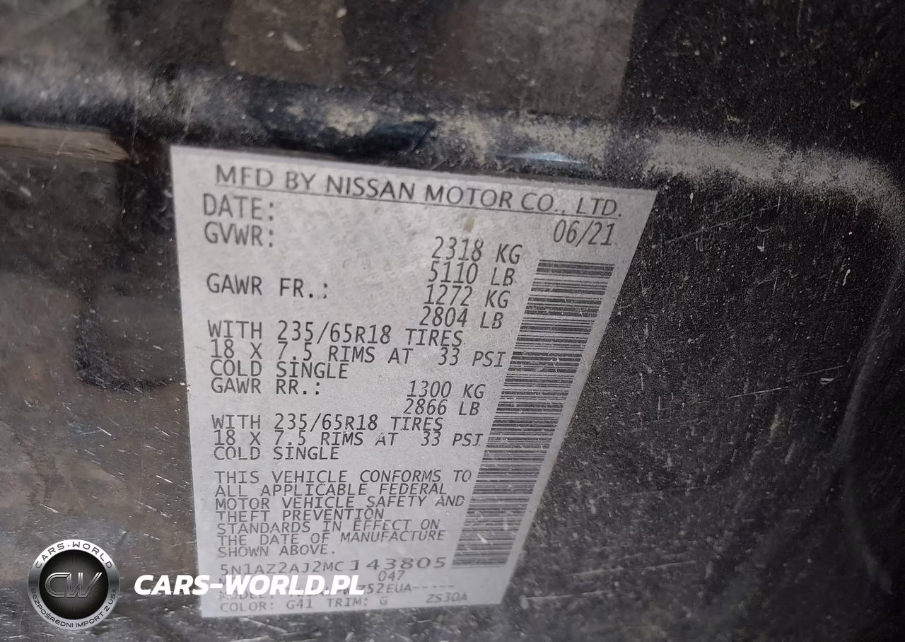 2021 Nissan Murano S Fwd VIN:5N1AZ2AJ2MC143805 - 9