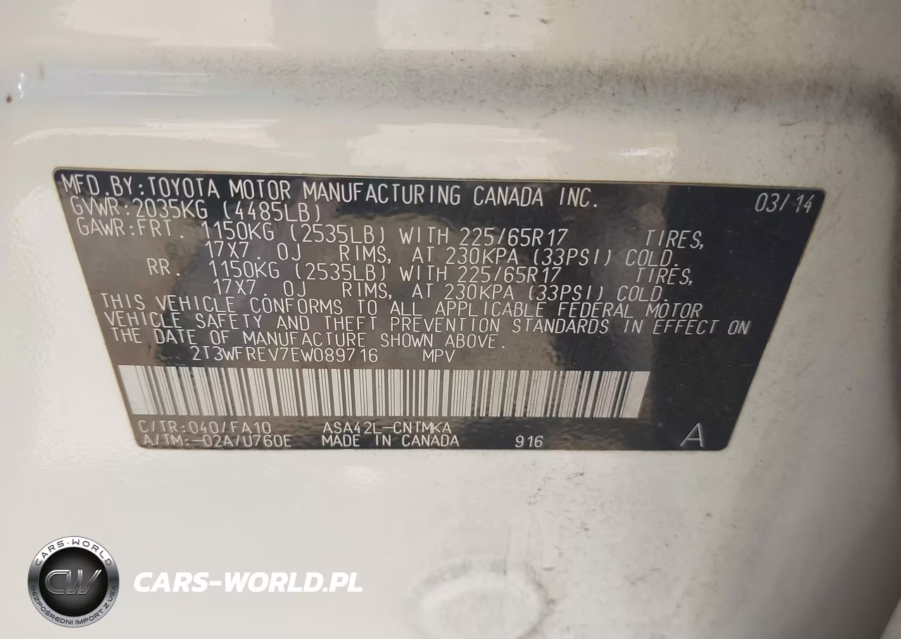 2014 Toyota Rav4 Xle VIN:2T3WFREV7EW089716 - 9