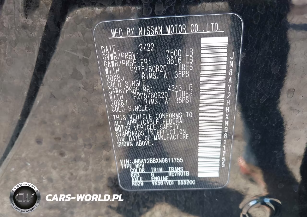 2022 Nissan Armada Sl 4Wd VIN:JN8AY2BBXN9811755 - 9
